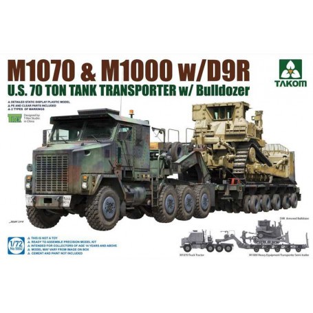 Kit Modello M1070 & M1000 con D9RUS Army Transporter & Bulldozer per serbatoi da 70 Ton composto da M1070 8x8 Truck Tractor, M10