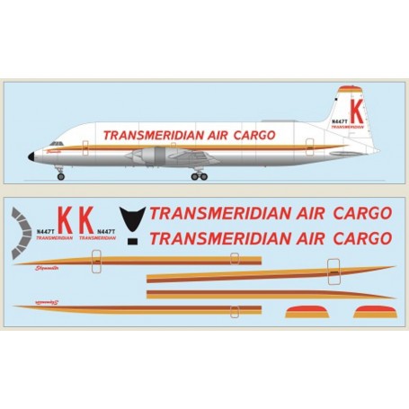 Kit modello Canadair CL-44 Guppy - Transmeridian Air Cargo Include una decalcomania stampata al laser.