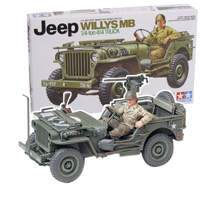 <p>Kit Modello</p>
 Willys MB Jeep with driver & decals for 5 versions