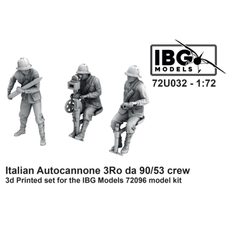Figurini  IBG MODELS: 1/72; Italian Autocannone 3Ro da 90/53 crew (3d printed - 3 figures)