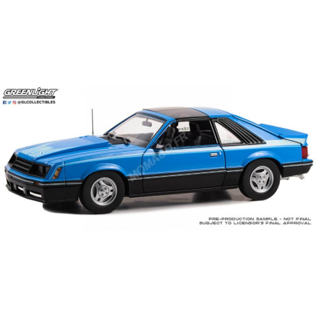 Automodello  FORD MUSTANG COBRA T-TOP 1981 LIGHT BLUE WITH STRIPES AND COBRA BLUE LOGO